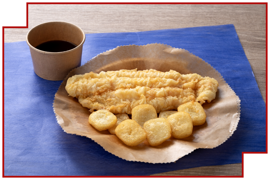 スカイフィッシュアンドチップスを再現した料理画像