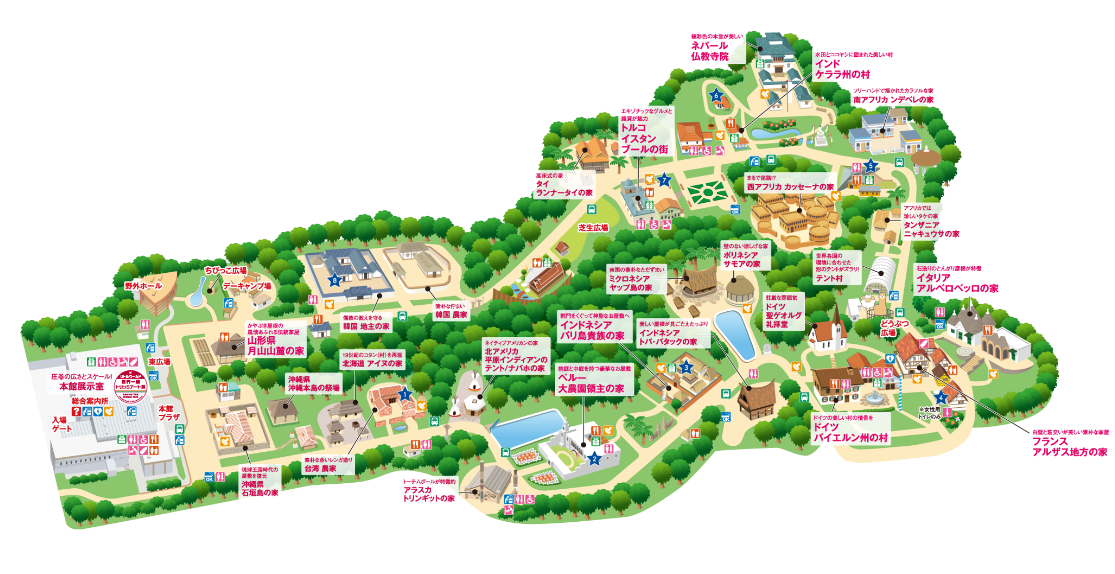 リトルワールド館内マップ