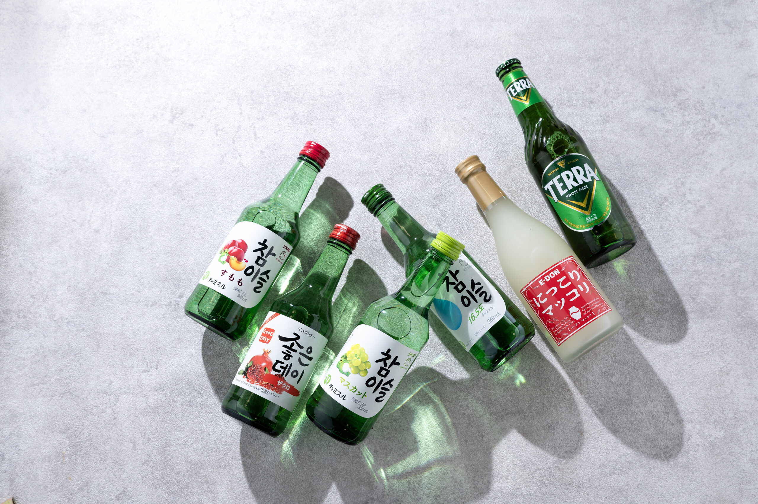 テラビール、マッコリ、チャミスル各種